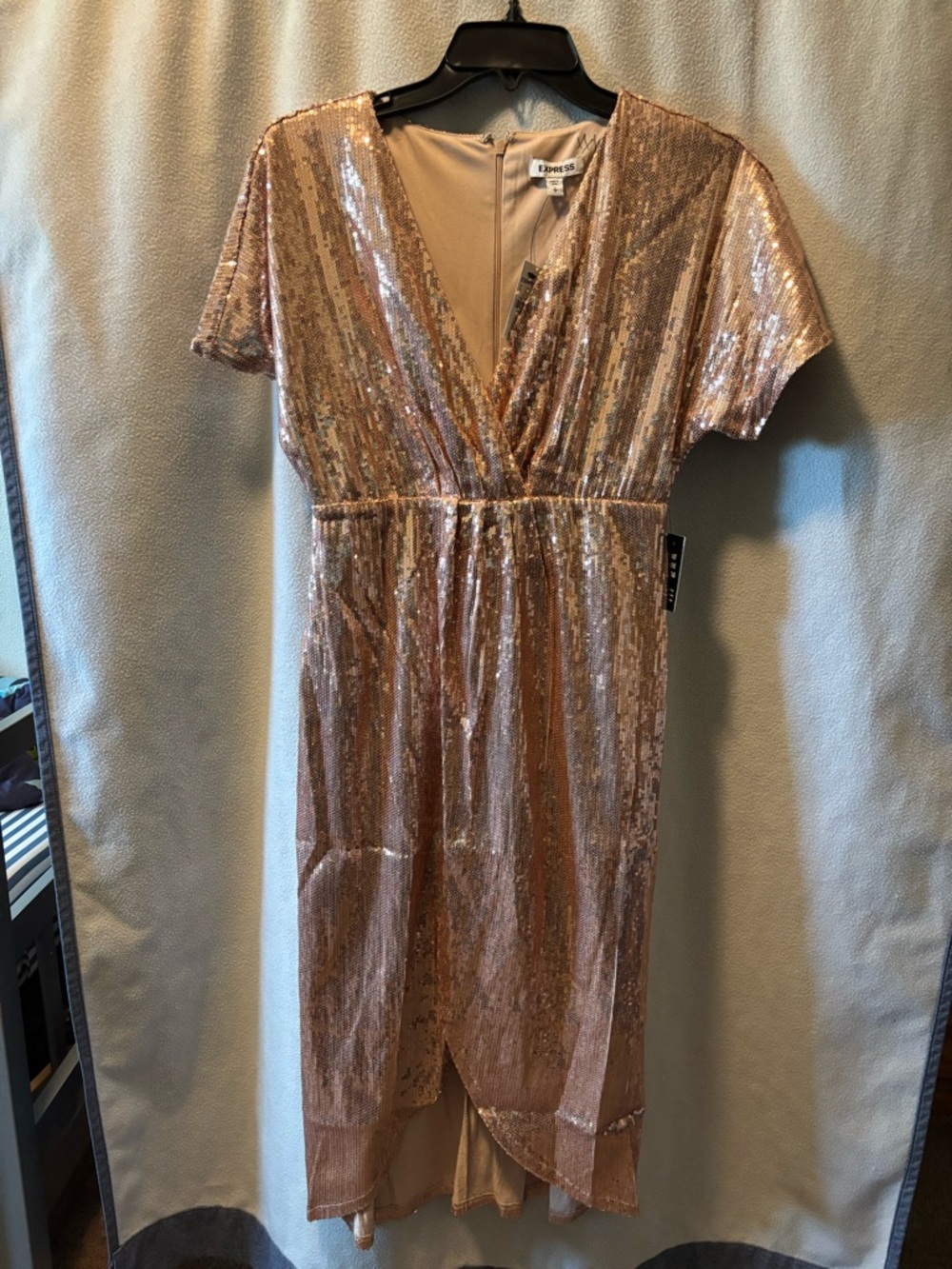 Sequin Midi Dress - Rose Gold